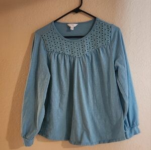 Blue Eyelet Blouse